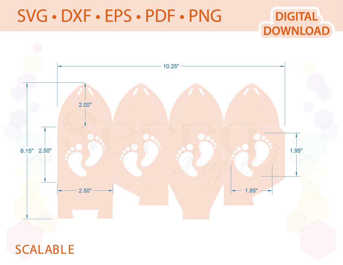 Baby Shower Favor Box Template .svg .dxf .eps .pdf .png Etsy