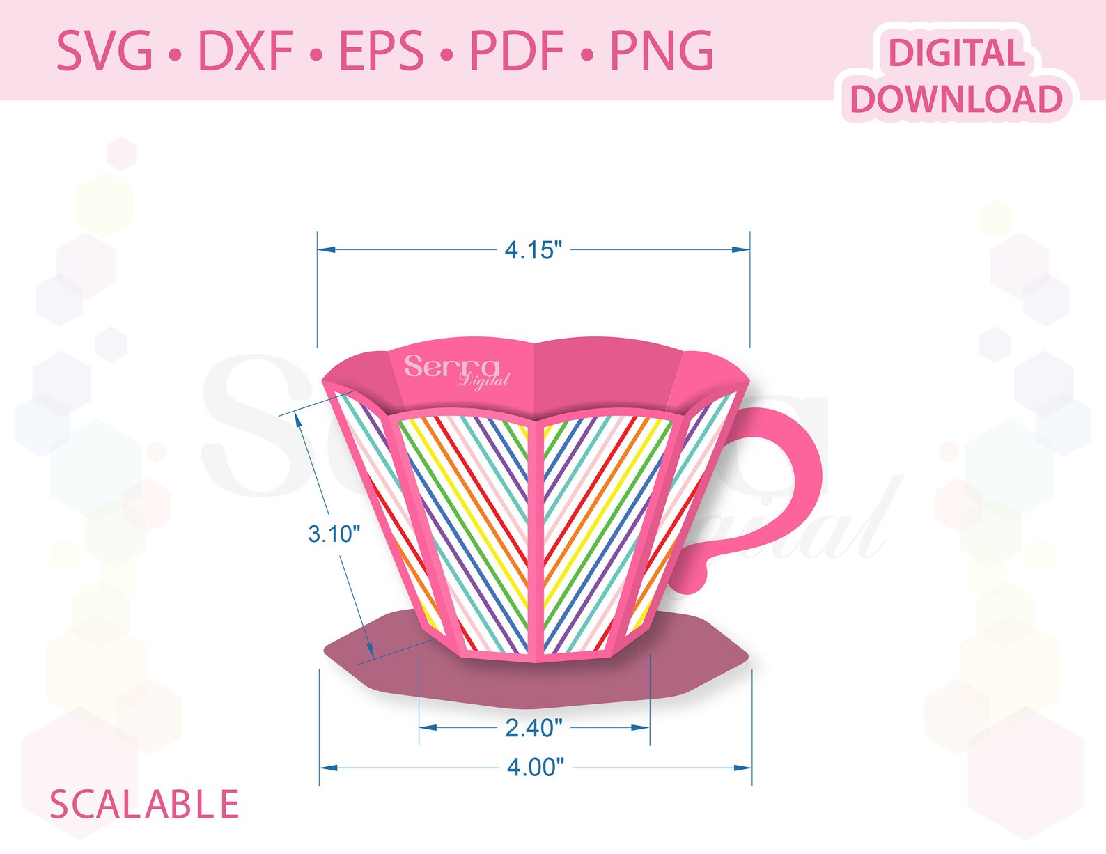 Tea Cup Favor Box Gift Box Template .svg .dxf .eps .pdf .png Etsy