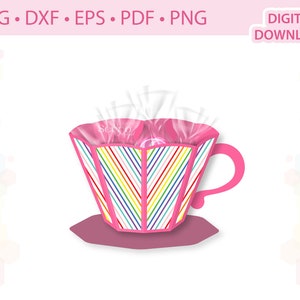 Tea cup Favor Box Gift Box template .svg .dxf .eps .pdf .png