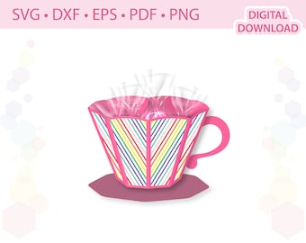 Tea cup Favor Box Gift Box template .svg .dxf .eps .pdf .png