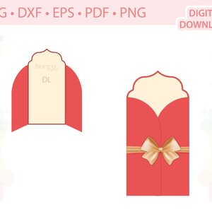 DL Gate-fold invitation envelope template .svg .dxf .eps .pdf .png