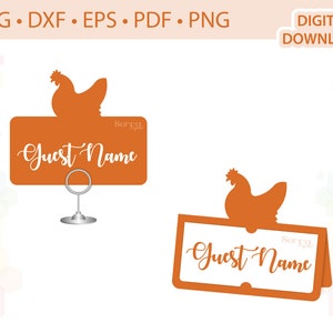 Chicken Hen Place carta Pollo Gallina Nome scheda modello .svg .dxf .eps .pdf .png