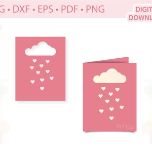 Heart Cloud card Valentine&#39;s Day Card Wedding Invitation template .svg .dxf .eps .pdf .png