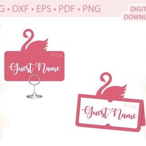 Plantilla de tarjeta de nombre de Swan Place .svg .dxf .eps .pdf .png