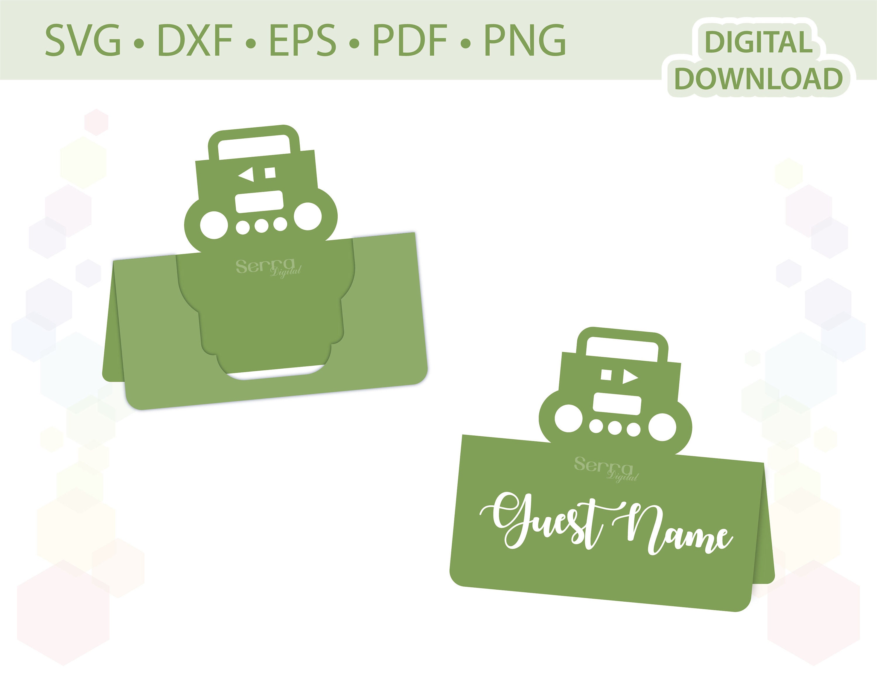 Boombox Place Name Card Template .svg .dxf .eps .pdf .png - Etsy