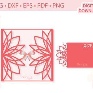 5" x 5" Floral Invitation Card template .svg .dxf .eps .pdf .png