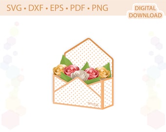 Envelope box Paper flower display box Gift box template .svg .dxf .eps .pdf .png