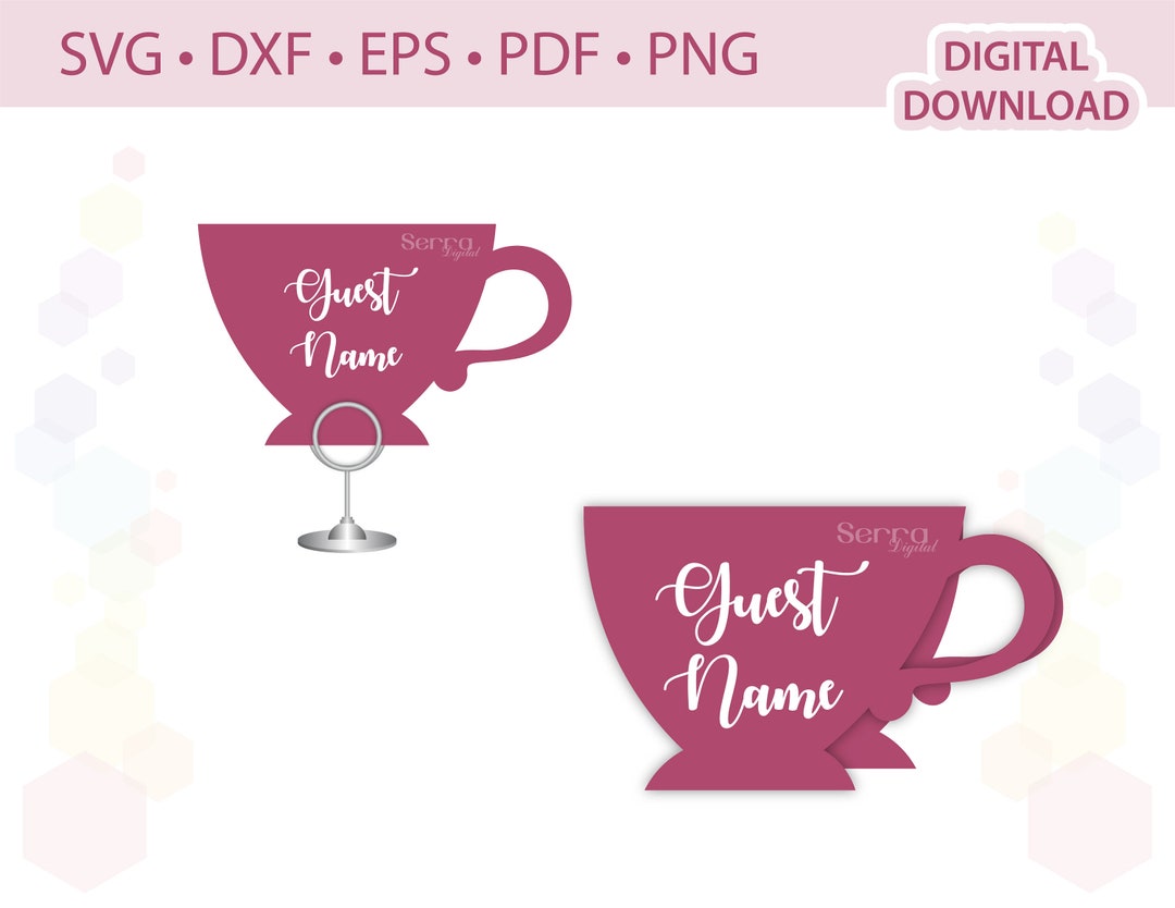 Tea Cup Place Name Card Template .svg .dxf .eps .pdf .png Etsy