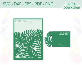 5" x 7" Tropical Wedding Invitation template .svg .dxf .eps .pdf .png