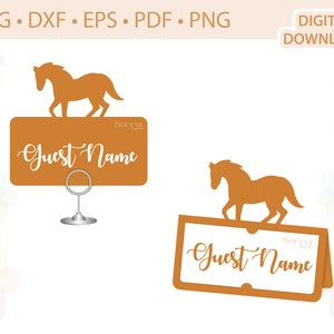 Plantilla de tarjeta con el nombre del lugar del caballo .svg .dxf .eps .pdf .png