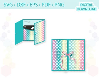 Gate-fold Gift card holder template .svg .dxf .eps .pdf .png