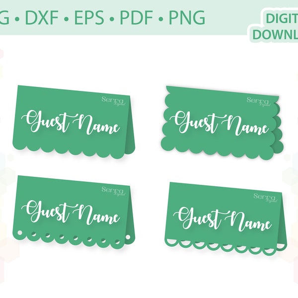 Scalloped Place card templates Set .svg .dxf .eps .pdf .png