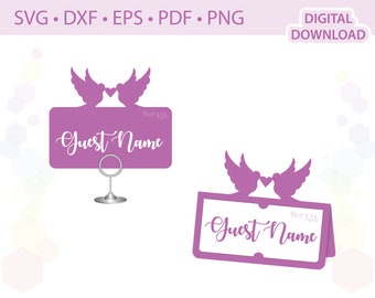 Wedding Doves name place card template .svg .dxf .eps .pdf .png