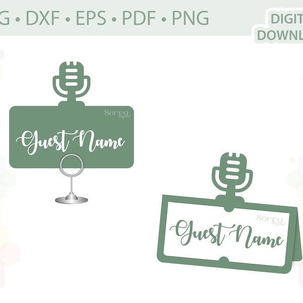 Microphone place name card template .svg .dxf .eps .pdf .png