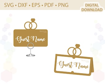 Wedding rings place name card template .svg .dxf .eps .pdf .png