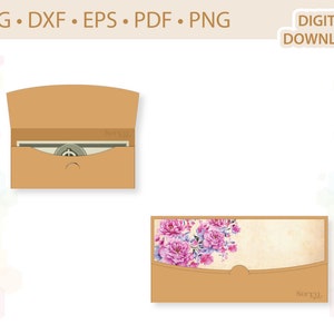 Envelope de dinheiro Modelo de suporte para presente em dinheiro .svg .dxf .eps .pdf .png