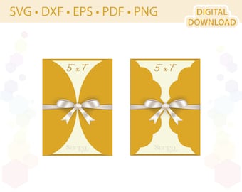 Gate-fold 5" x 7" Card Invitation template .svg .dxf .eps .pdf .png