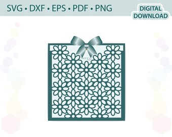 5" x 5" 花柄招待状テンプレート .svg .dxf .eps .pdf .png