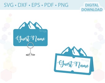 Mountains place name card template .svg .dxf .eps .pdf .png
