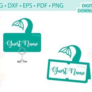 Mermaid Place card template .svg .dxf .eps .pdf .png