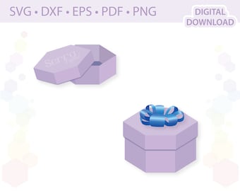 6 Polígono lateral Favor Box Hexagon Favor Plantilla Box .svg .dxf .eps .pdf .png
