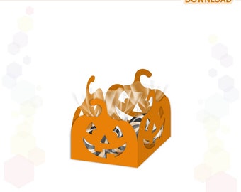 Jack-o'-lantern Face Treat box Pumpkin lantern template .svg .dxf .eps .pdf .png