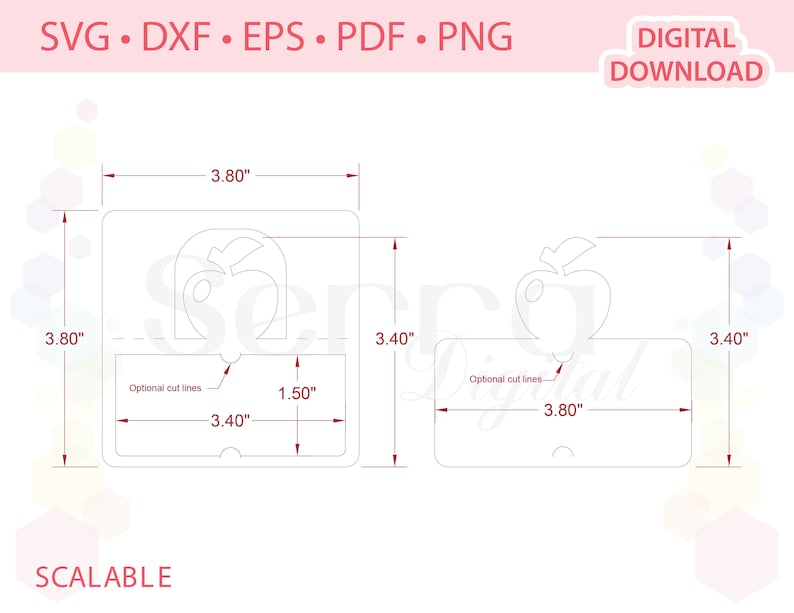 Apple Place Name Card Template .svg .dxf .eps .pdf .png - Etsy