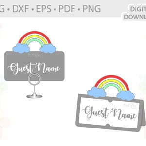 Plantilla de tarjeta de nombre de lugar de arco iris .svg .dxf .eps .pdf .png