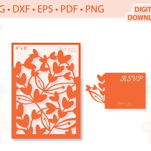 4 "x 6" Bloemen Bruiloft Uitnodigingskaart sjabloon .svg .dxf .eps .pdf .png