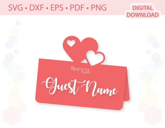 Hearts Place card Name card Guest name card template .svg .dxf .eps .pdf .png