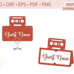 Modèle de carte de nom de lieu de cassette .svg .dxf .eps .pdf .png