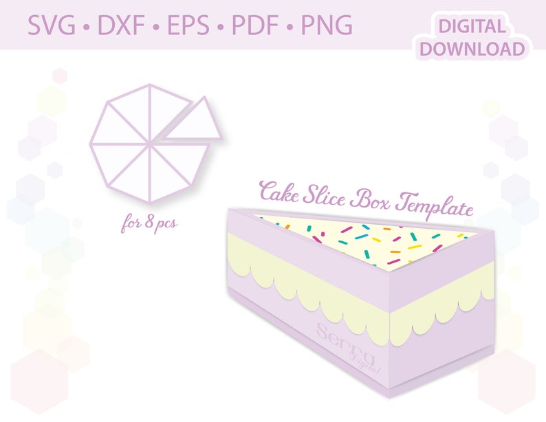 Download Cake Slice Box Template Favor Box Gift Box Cut File Svg Dxf Eps Pdf Png Packaging Mailing Displays Craft Supplies Tools Sirba Communication Com