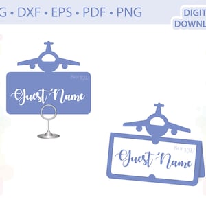 Scheda di posto dell'aeroplano Modello di scheda del nome dell'aeromobile .svg .dxf .eps .pdf .png