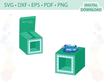 Square box with window template .svg .dxf .eps .pdf .png