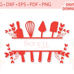 Split Baking Utensils cut file .svg .dxf .eps .pdf .png