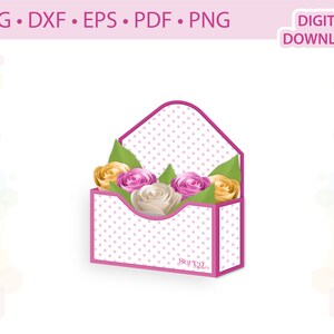 封筒ボックス 紙の花のディスプレイボックス ギフトボックス テンプレート .svg .dxf .eps .pdf .png