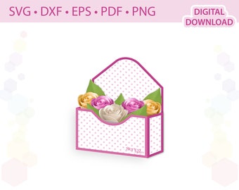 Envelope box Paper flower display box Gift box template .svg .dxf .eps .pdf .png