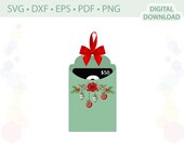 Christmas Tag Gift Card Holder template .svg .dxf .eps .pdf .png