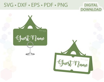 Camp tent place name card template .svg .dxf .eps .pdf .png
