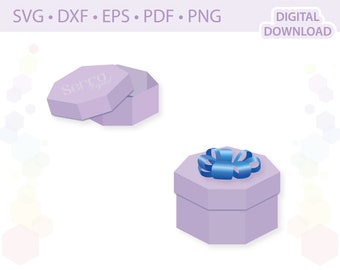 7 Sided Polygon Favor Box template .svg .dxf .eps .pdf .png