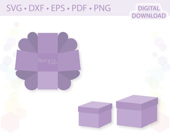 Modèles de boîte d’explosion carrée .svg .dxf .eps .pdf .png