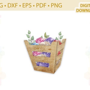 Mini Crate Box Basket template .svg .dxf .eps .pdf .png