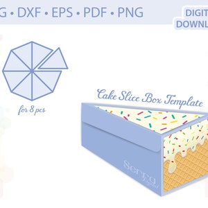 Cake Slice Box Template favor box gift box template .svg .dxf .eps .pdf .png