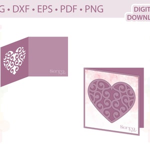 Cartão em formato de coração, convite de casamento, modelo de cartão de dia dos namorados .svg .dxf .eps .pdf .png