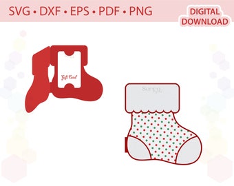 Christmas Stocking Gift card holder template .svg .dxf .eps .pdf .png