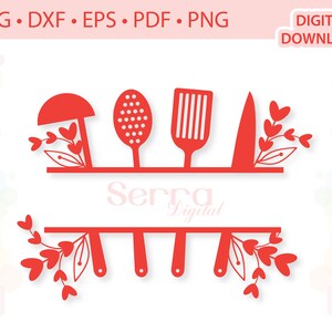 Split Kitchen Utensils decal template .svg .dxf .eps .pdf .png