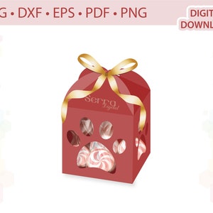 Paw print Favor Box template .svg .dxf .eps .pdf .png
