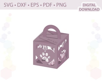 Paw print Favor Box template .svg .dxf .eps .pdf .png