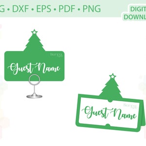 Kerstboom Plaats kaart Kerst Naam kaart sjabloon .svg .dxf .eps .pdf .png