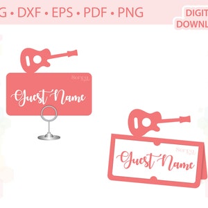 Gitaar plaats naam kaart sjabloon .svg .dxf .eps .pdf .png